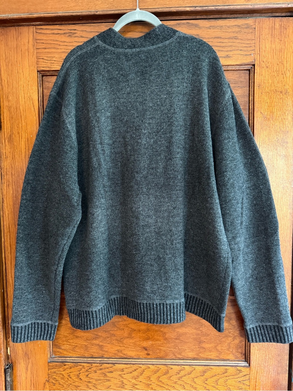 VINTAGE ARMANI JEANS 100% Lambswool Cardigan Sweater Button Up Grey Men’s L - Picture 4 of 4